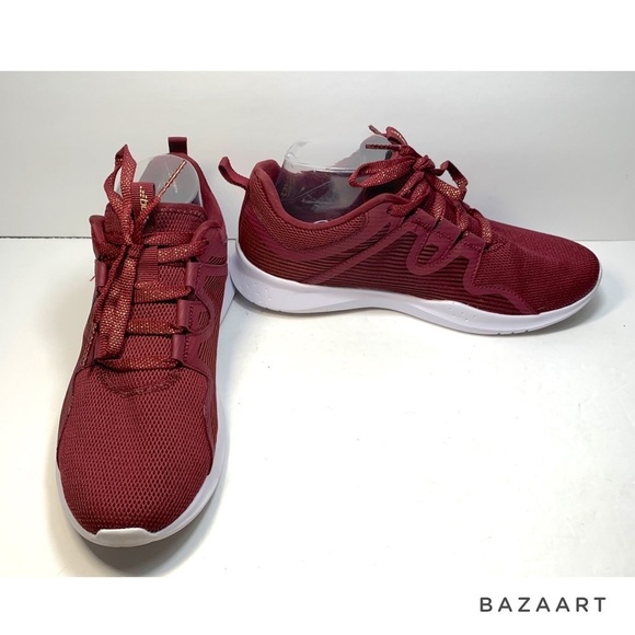 bcg Memory Foam Women’s Netted Burgundy Gold Metallic Sneaker : Sz 8.5B - Picture 5 of 9